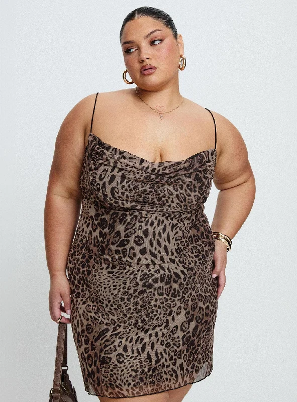 Sugar Mini Dress Leopard Curve Tunics Evening elegant