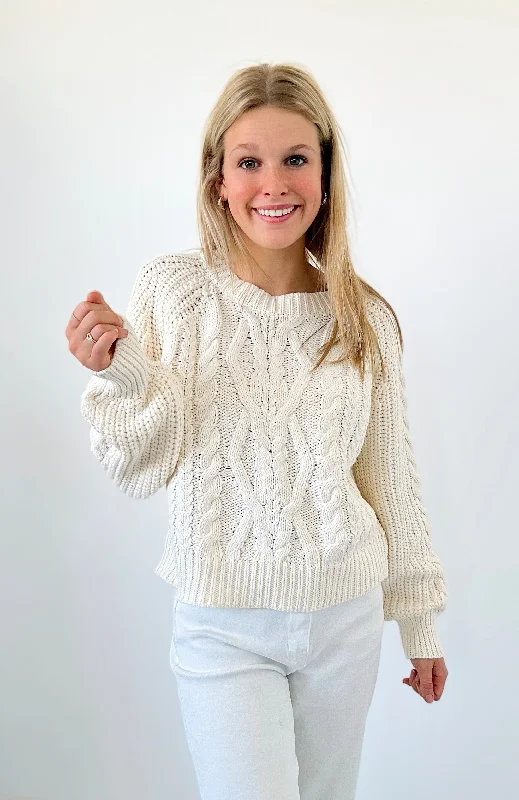 Winter Escape Knit Pullover - Ivory Bolero Style Sweater