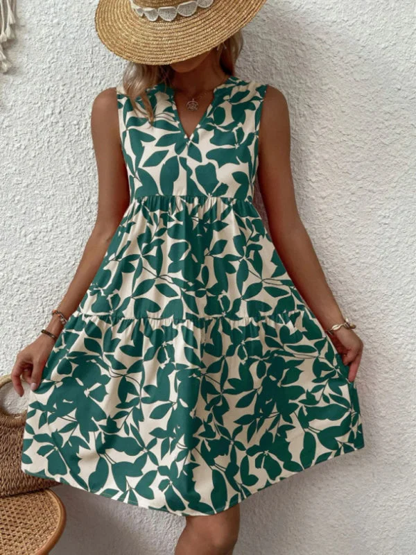 Cosybreezee - Tiered Design Sleeveless Minidress with Flowered Ruffle for Women Tunics New arrival