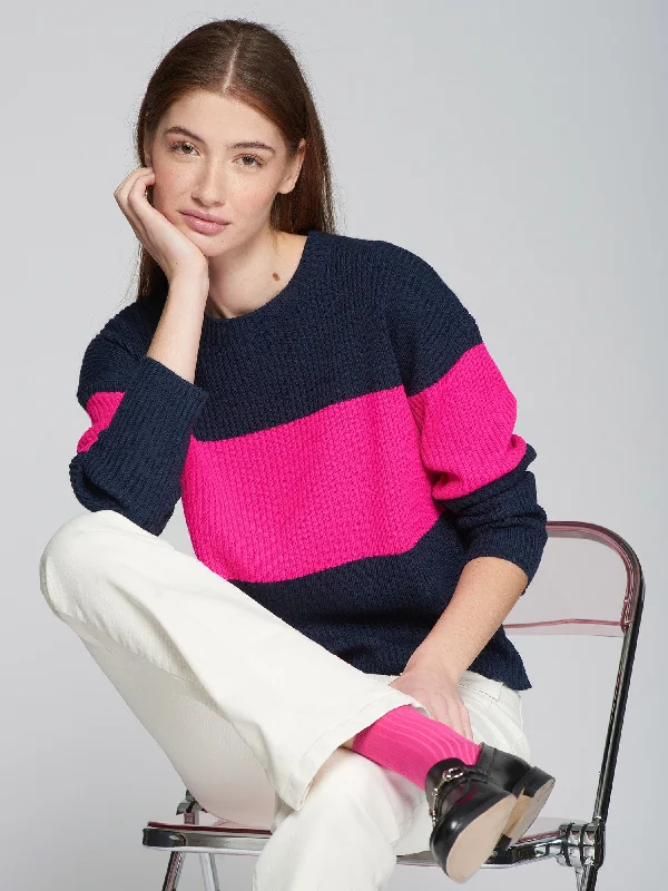 Vilagallo Colour Block Pullover Ruffled Neck Pullover