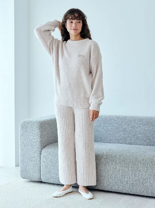 Basic Powder Pullover & Long Pants Loungewear Set Spaghetti Sleeve Top