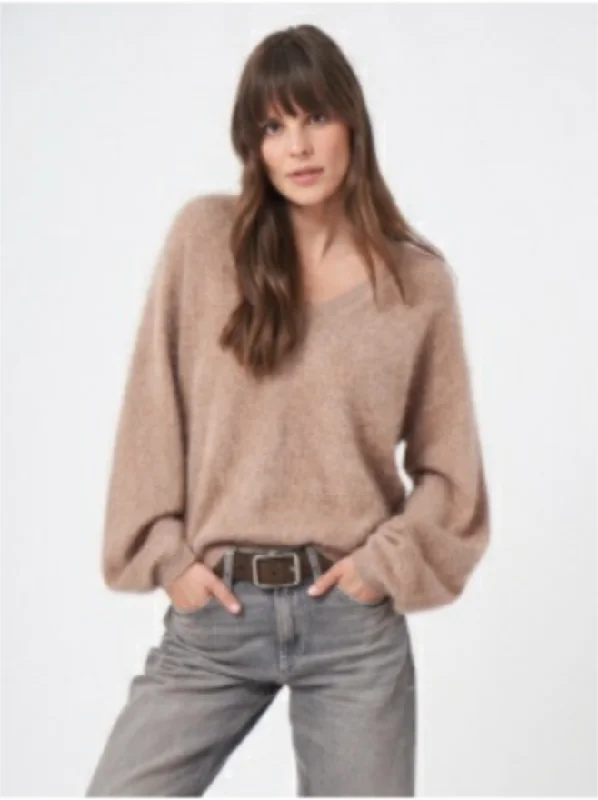 Desert Organic Cashmere Pullover Cold Shoulder Design