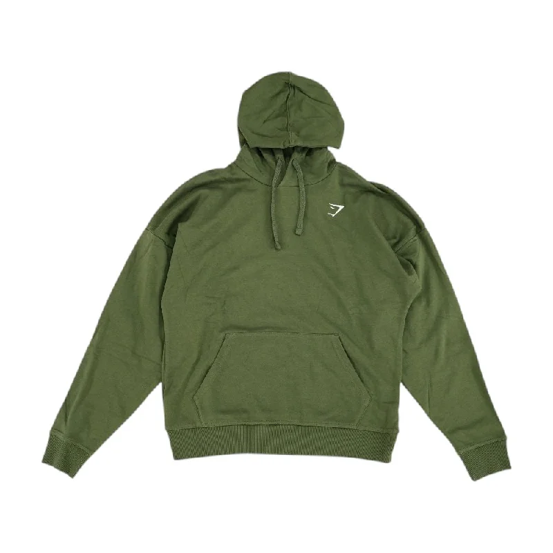 Green Solid Hoodie Pullover Short Sleeve Top