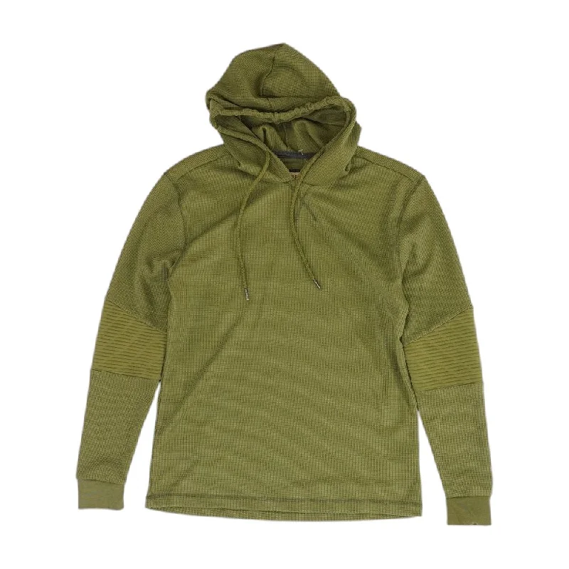 Green Solid Hoodie Pullover Chenille Soft Sweater