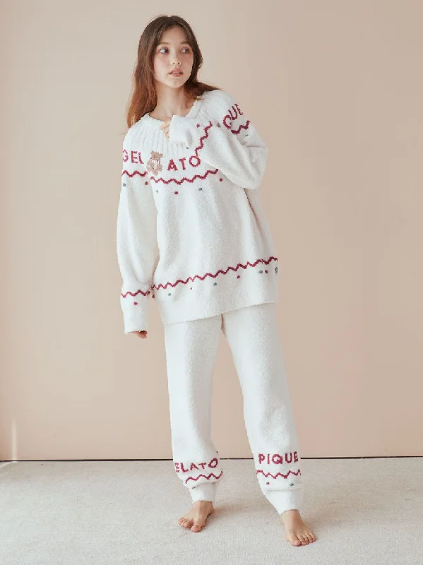 HOLIDAY Nordic Pullover & Long Pants Set Blouson Sleeve Pullover