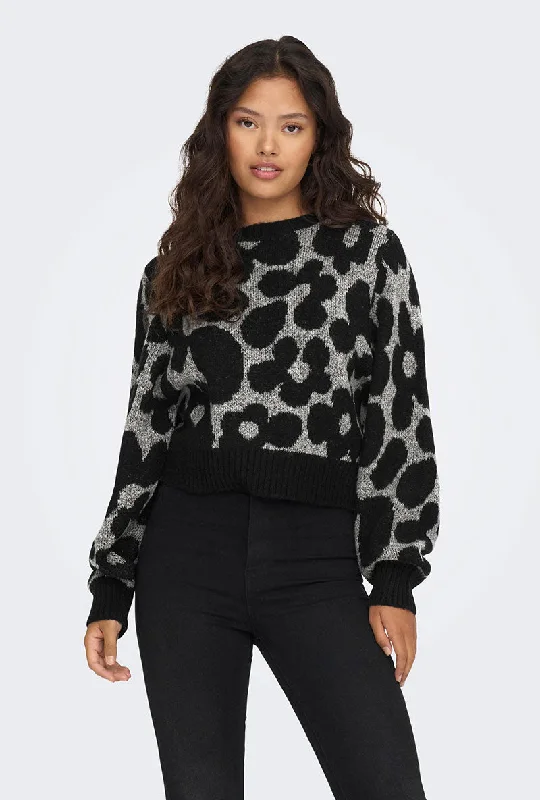 JDY MINIA LS JACQUARD PULLOVER KNIT Open Neck Pullover