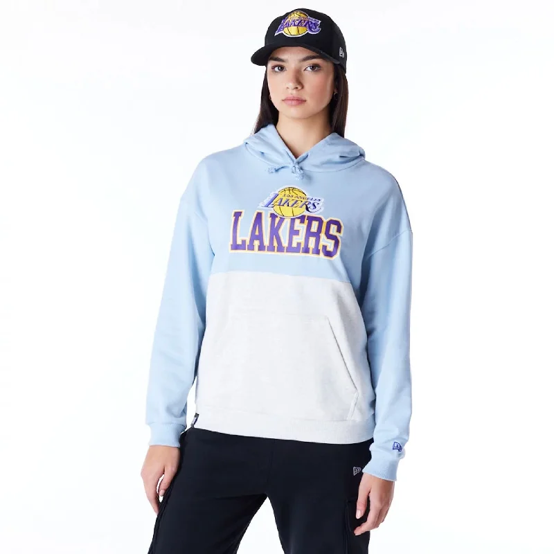 LA Lakers Womens NBA Pastel Blue Oversized Pullover Hoodie Bolero Style Sweater