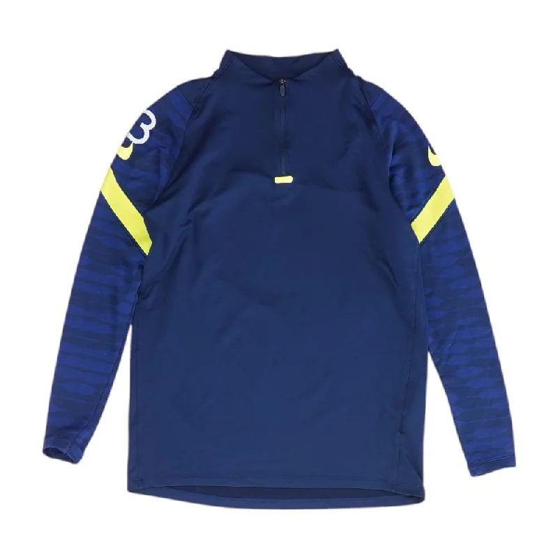 Navy Solid 1/4 Zip Pullover Thin Wool Pullover