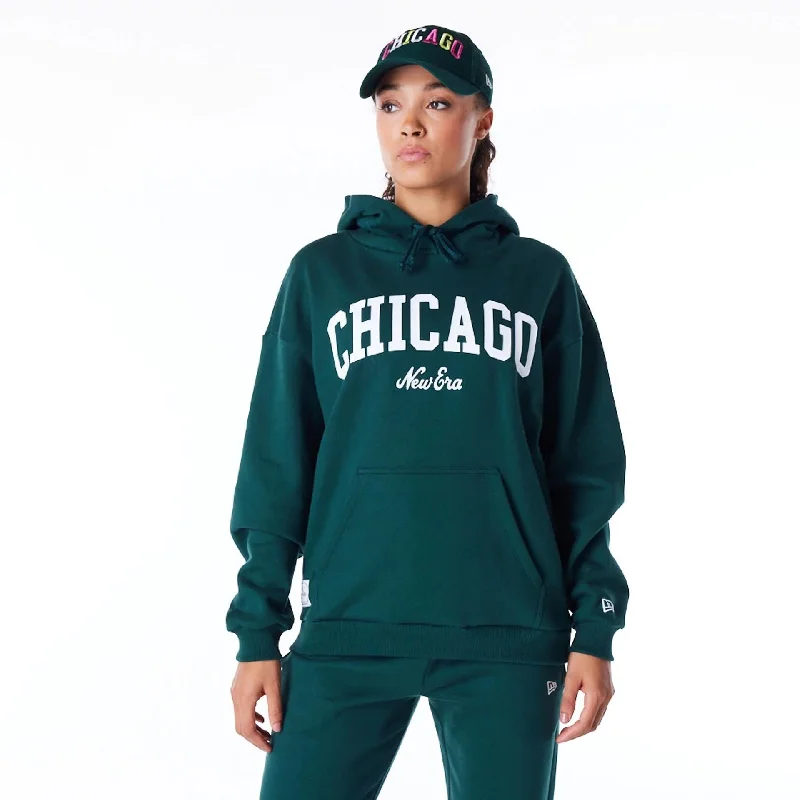 New Era Infill Dark Green Oversized Pullover Hoodie Slim Sleeve Pullover