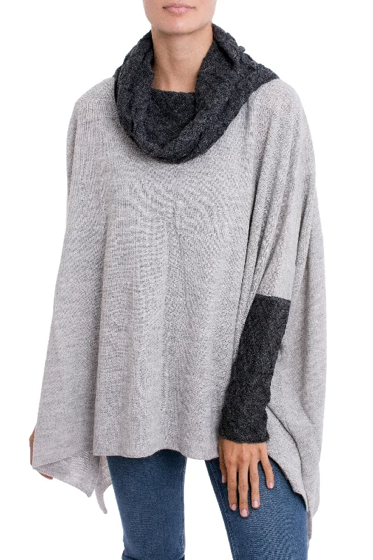 Beautiful Warmth in Dove Grey Knit Alpaca Blend Pullover in Dove Grey from Peru Short Sleeve Top