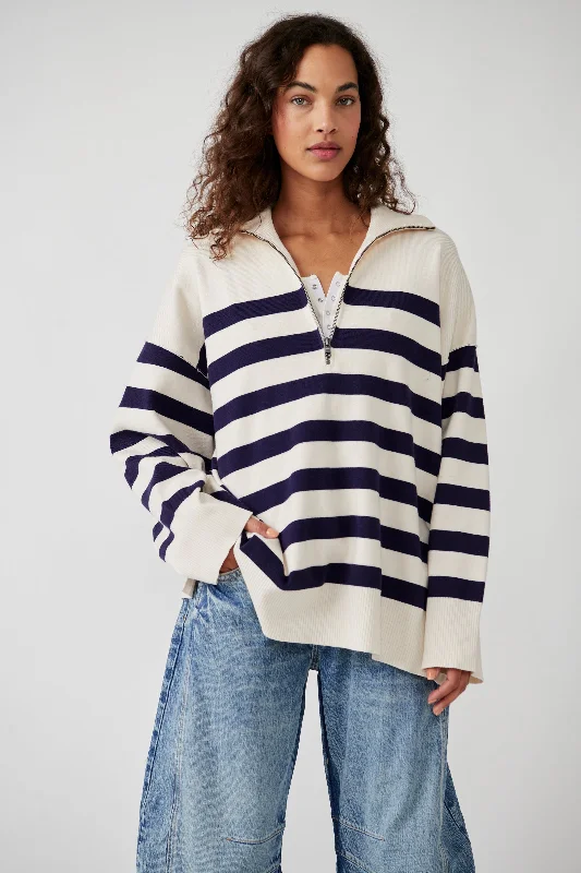 Coastal Stripe Pullover Turtleneck Warm Pullover