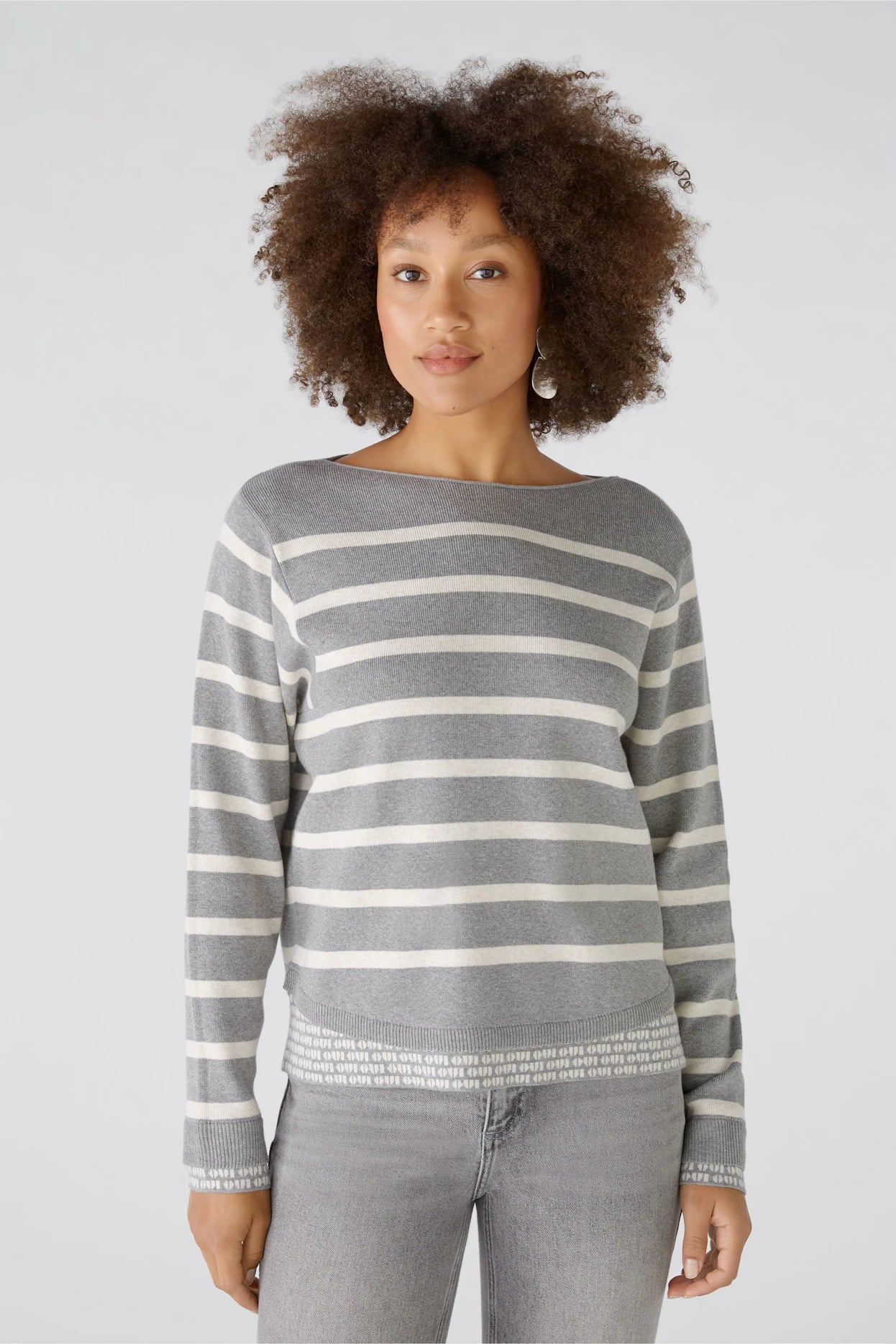 Oui Striped Pullover Slouchy Comfort Pullover