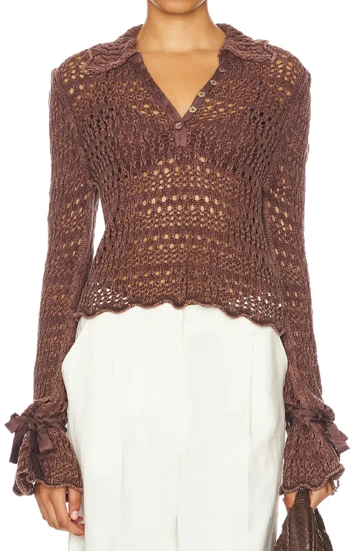 Free People - Pointelle Pullover Cable Knit Chunky