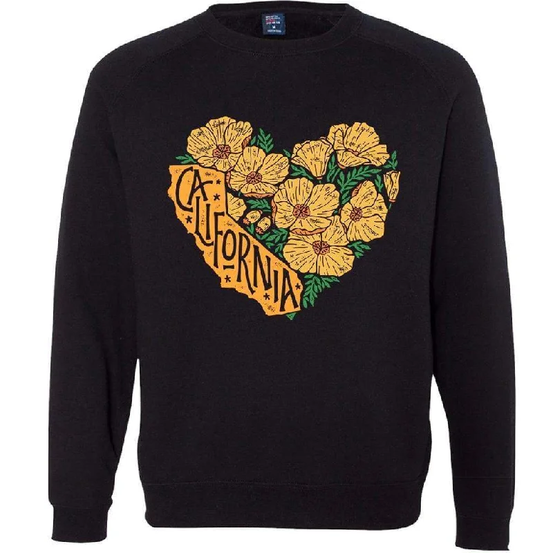 Poppy Heart Black Pullover Three Quarter Sleeve