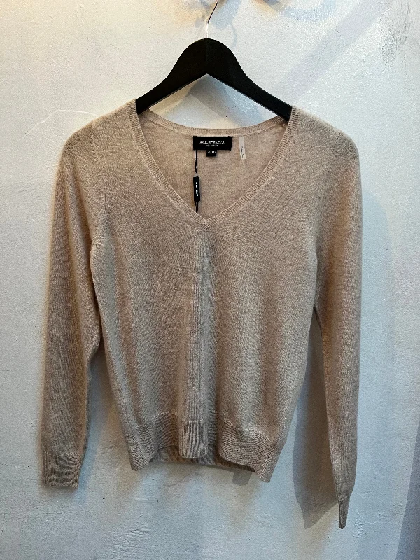 Sand V Neck Cashmere Pullover Boat Neck Sweater