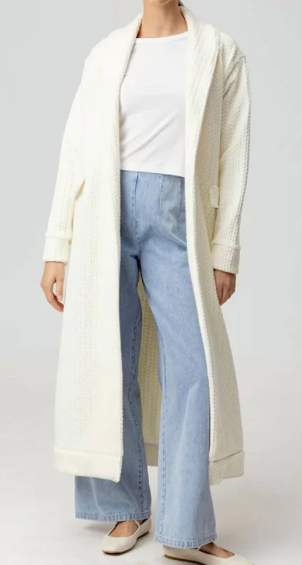 Elle Coat In Ivory Tailored Straight A-Line