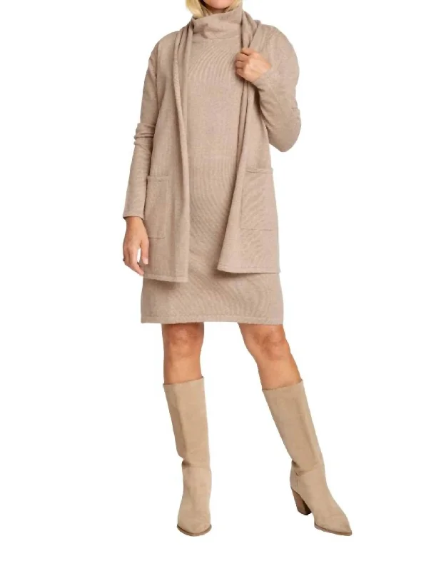 Travel Coat In Mocha Asymmetrical Collar Hooded Zippered