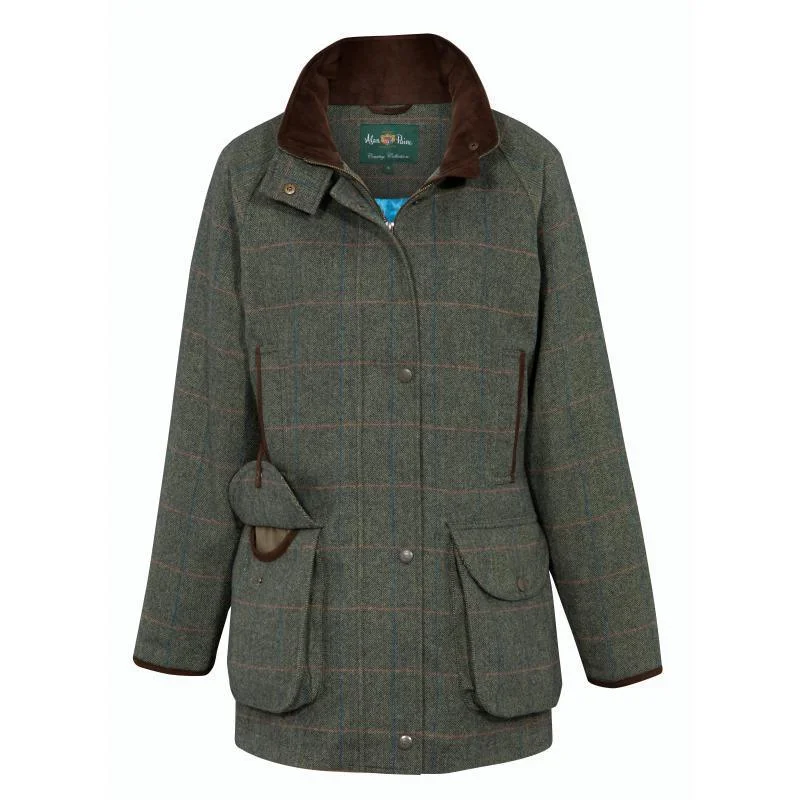 Alan Paine Combrook Ladies Tweed Waterproof Shooting Coat - Spruce Quilted Jacket Anorak Windbreaker