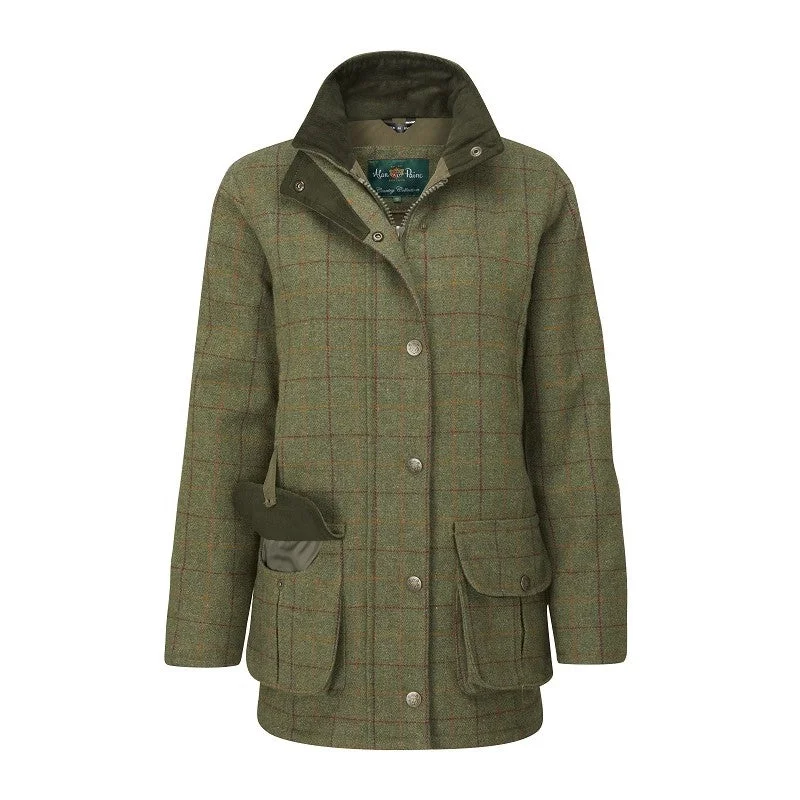 Alan Paine Rutland Ladies Tweed Waterproof Coat - Pine Plaid Tartan Floral