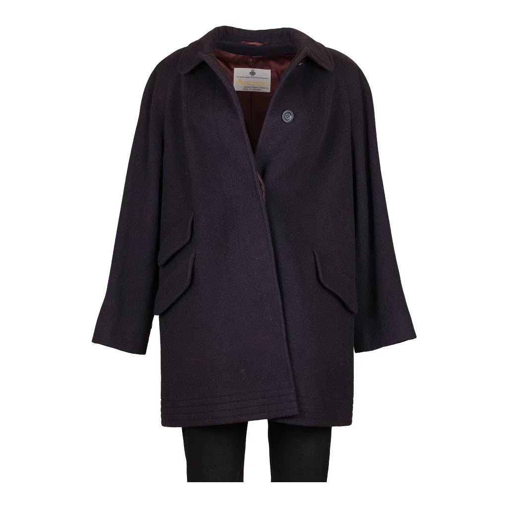 Aquascutum Coat - XL Purple Wool Cardigan Sweater Pullover