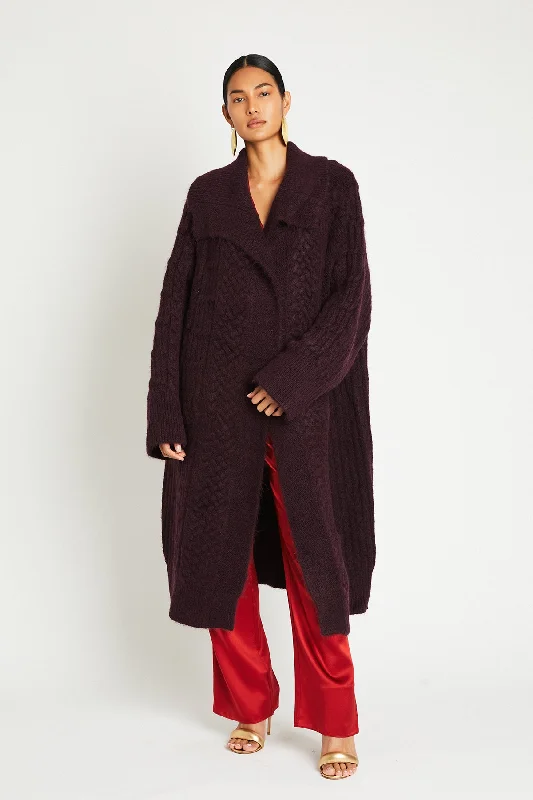 + Beryll Anna Cashmere Coat  | Burgundy Nylon Polyester Spandex