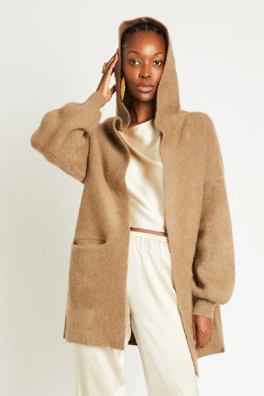 + Beryll Cashmere Cropped Coat with Hood | Driftwood Pockets Sleeves Lining