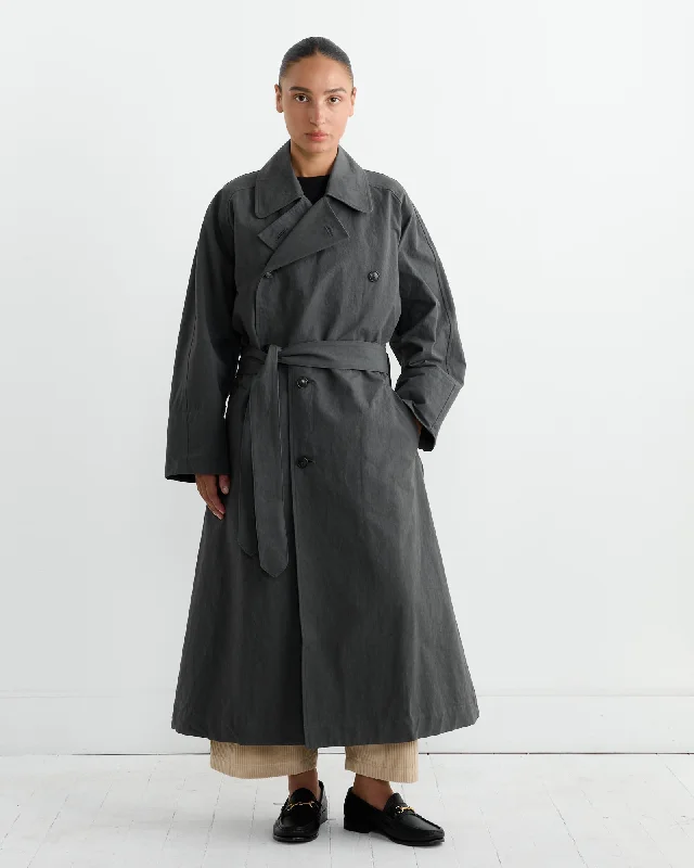 Coat in Slate Raincoat Turtleneck Coat Wrap Coat