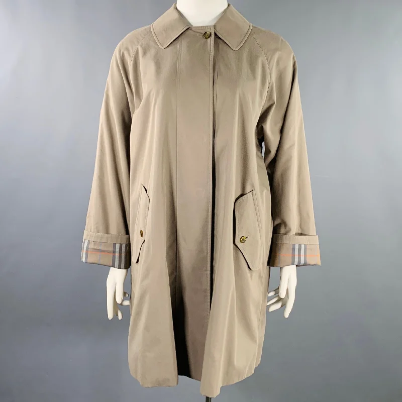 BURBERRYS Size L Taupe Cotton Blend Hidden Buttons Coat Blouse Shirt Tunic