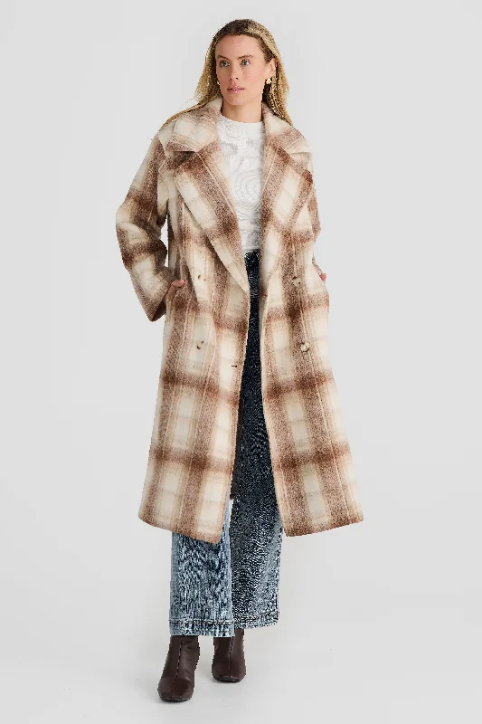 Core Oversized Coat - Latte Check Bodycon Sheath Shift