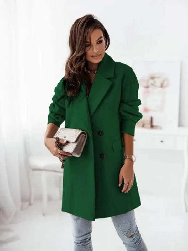 Double-Breasted Women's Trench Coat Houndstooth Coat Plaid Coat Tartan Coat