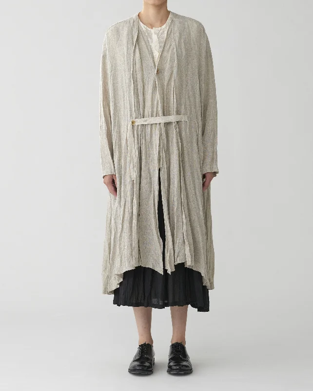 HAKEME A-LINE COAT / NATURAL Tweed Herringbone Houndstooth