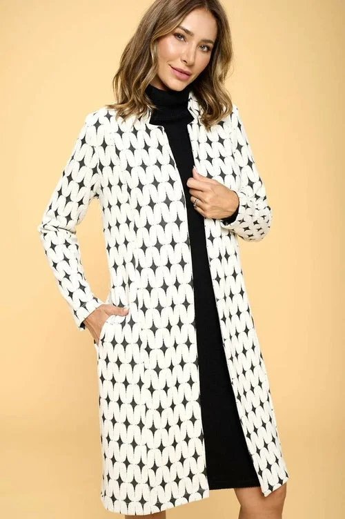 Knit Jacquard Open Coat Boat Neck Jacket Square Neck Jacket One-Shoulder Jacket