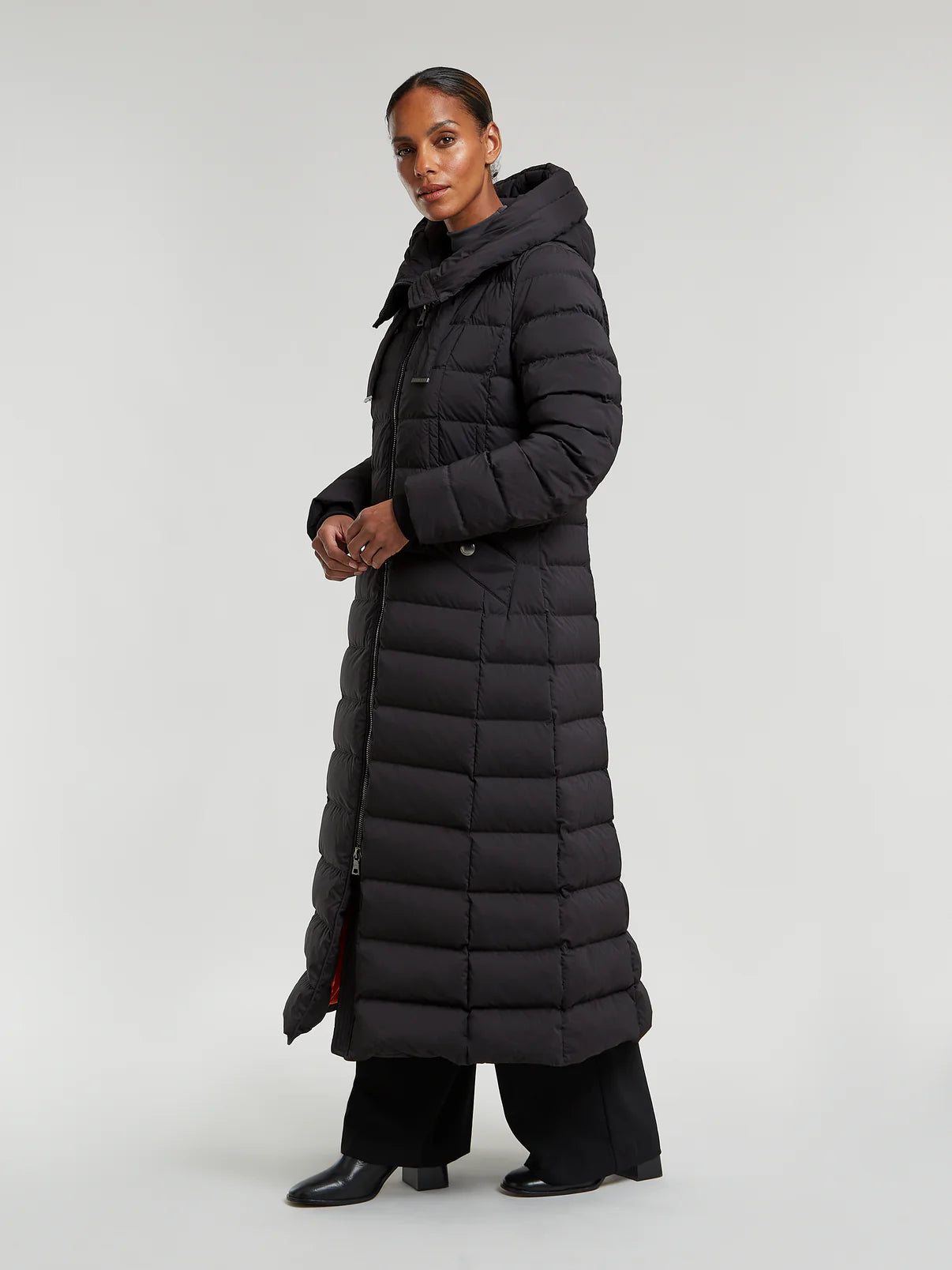 Loren Full Length Puffer Coat Mesh Canvas Denim