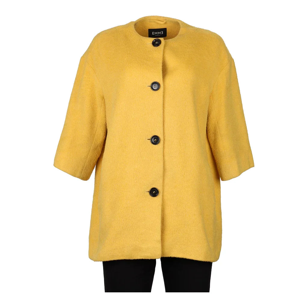 Marella Coat - Small Yellow Wool Satin Silk Chiffon