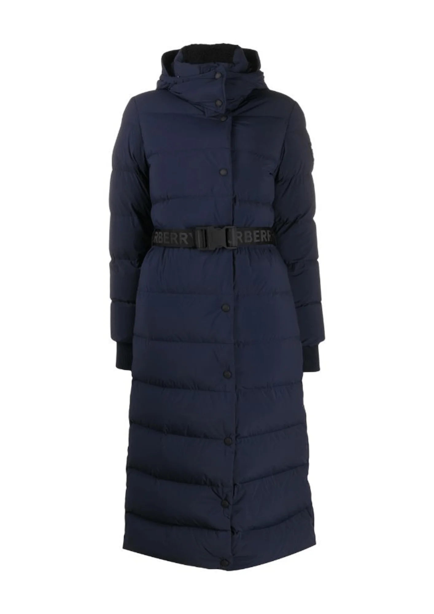 NAVY BLUE LONG COAT Asymmetrical Collar Hooded Zippered