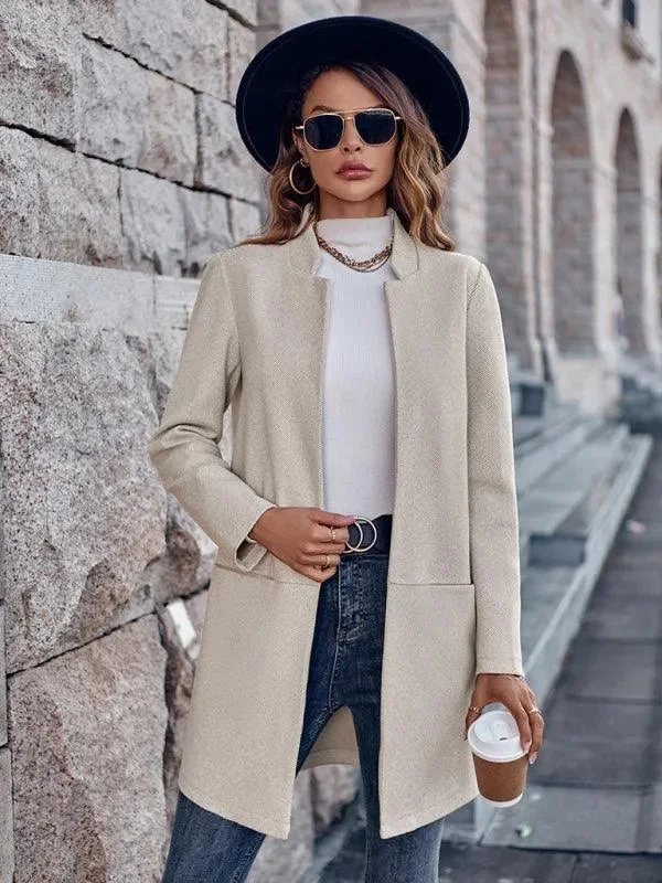 Stylish Round Neck Women's Trench Coat Blazer Duffle Coat Pea Coat