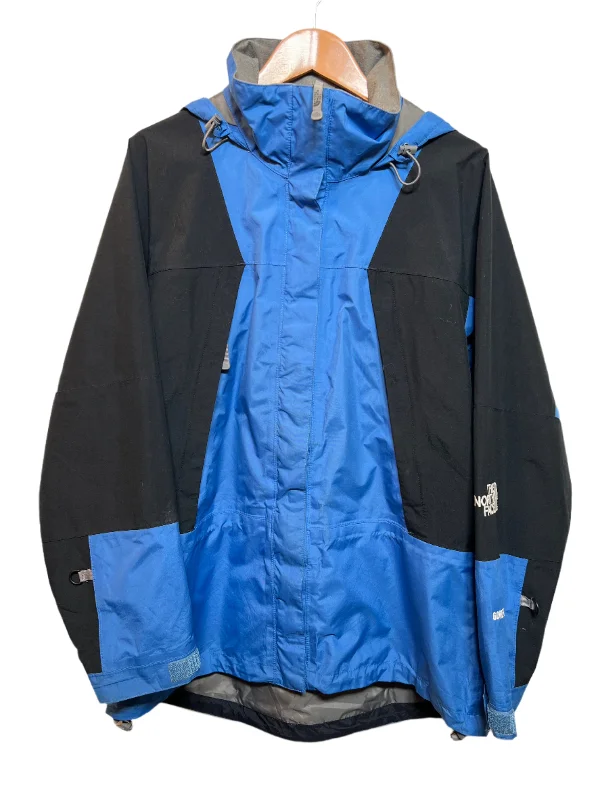 The North Face Women's Blue Black Rain Coat (Size L) Buttoned Toggled Snapped