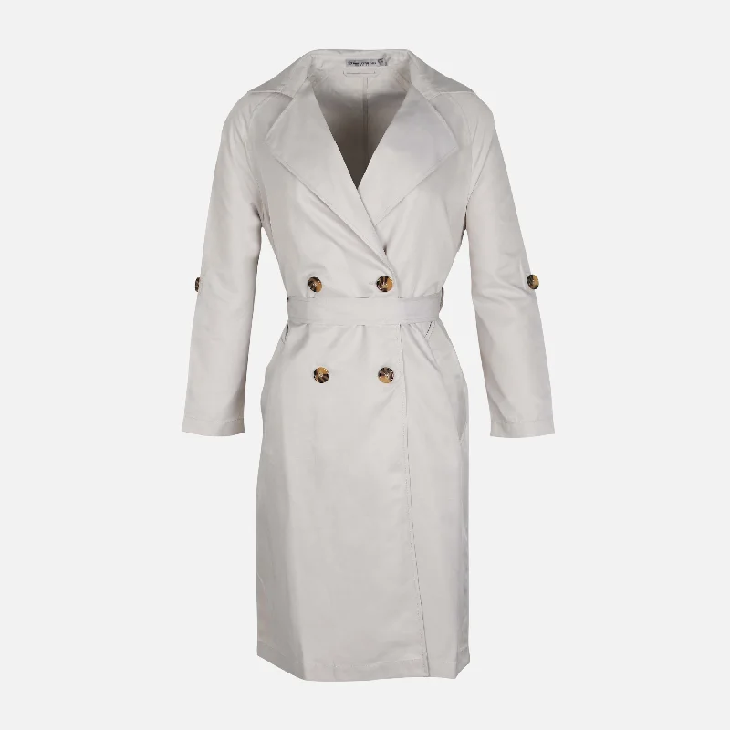 WOMEN TRENCH COAT Solid Print Jacquard