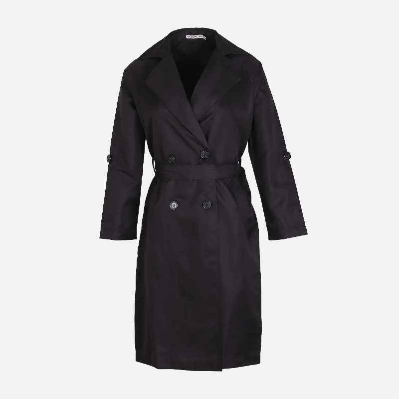 WOMEN TRENCH COAT Tie-Waist Belted Drawstring