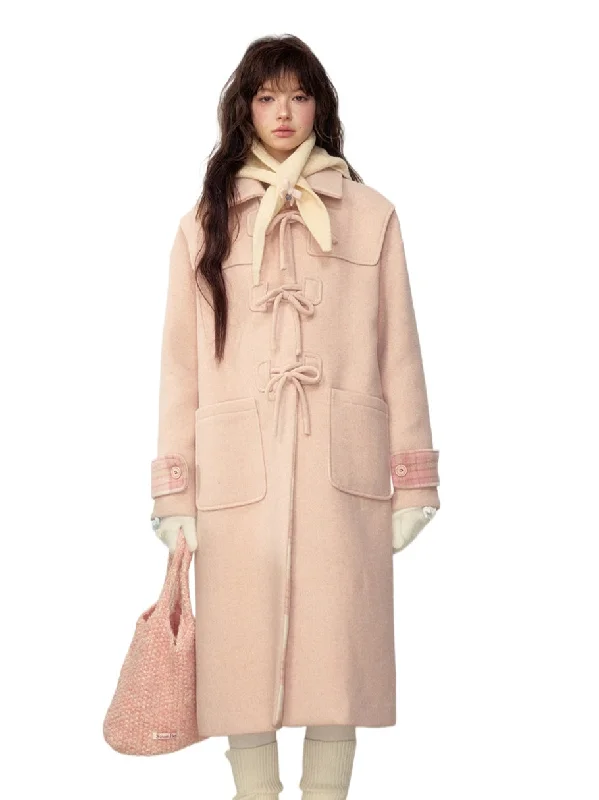 Wool Bow Toggle Coat Asymmetrical Diagonal princess